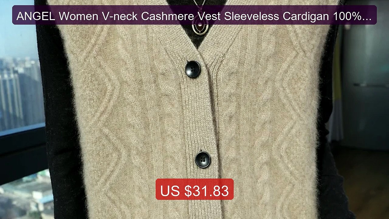 ANGEL Women V-neck Cashmere Vest Sleeveless Cardigan 100% Merino Wo... -- Top Rated 2026 | Buy Now!