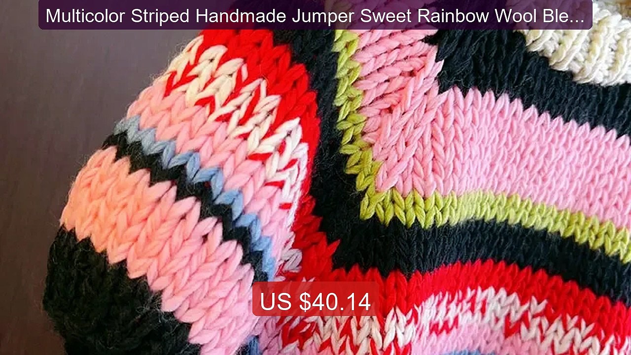 Multicolor Striped Handmade Jumper Sweet Rainbow Wool Blended... -- Amazing Value 2026 | Must Have!