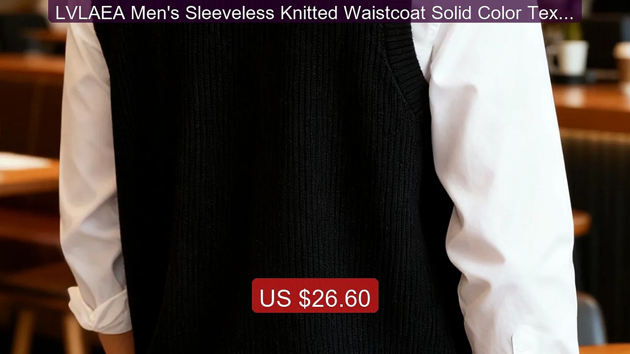 LVLAEA Men's Sleeveless Knitted Waistcoat Solid Color Textured... -- Hot Deal 2026 | Limited Offer!
