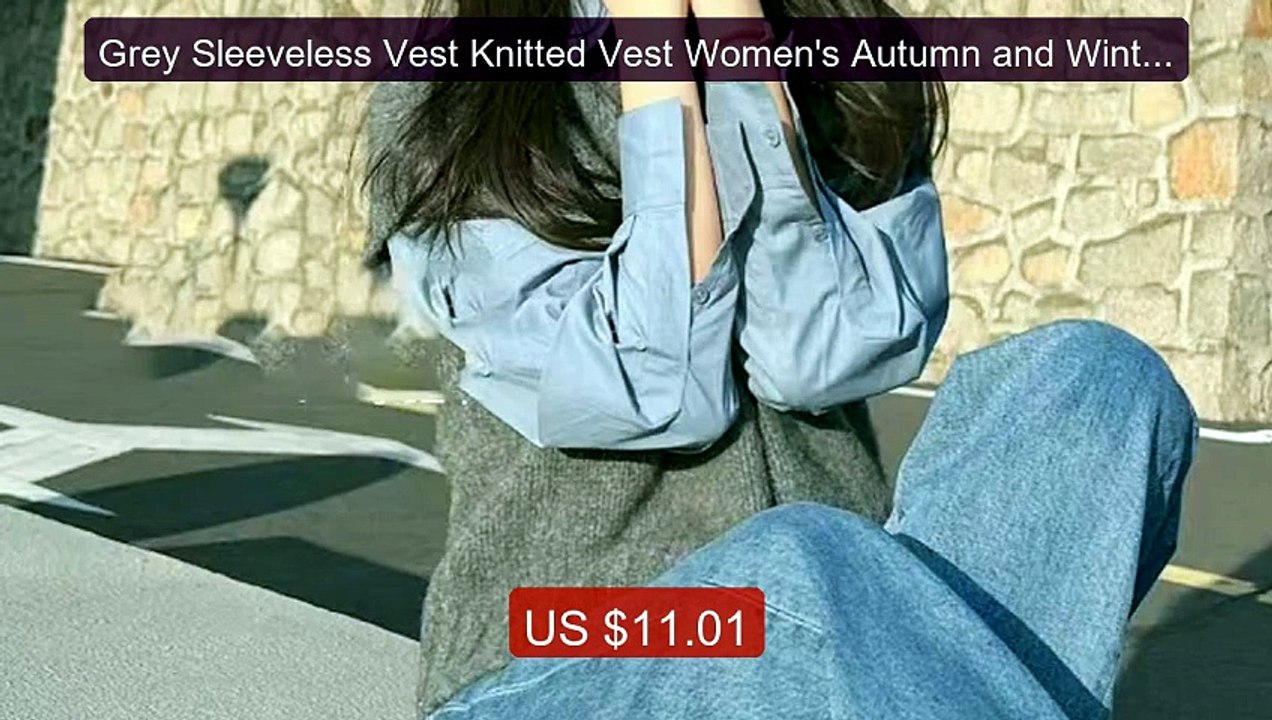 Grey Sleeveless Vest Knitted Vest Women's Autumn and Winter Korean... -- Best Deal 2026 | Shop Now!