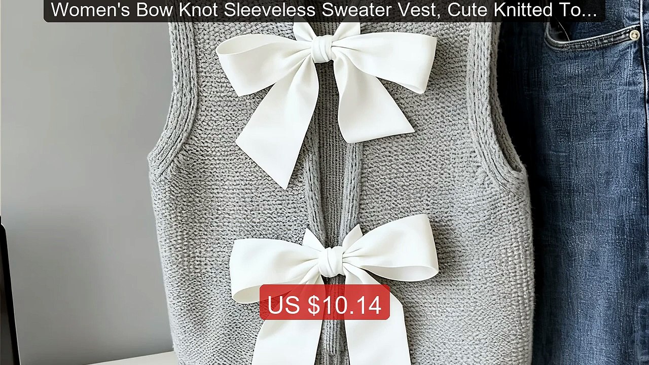 Women's Bow Knot Sleeveless Sweater Vest, Cute Knitted Top for... -- Best Buy 2026 | Great Quality!