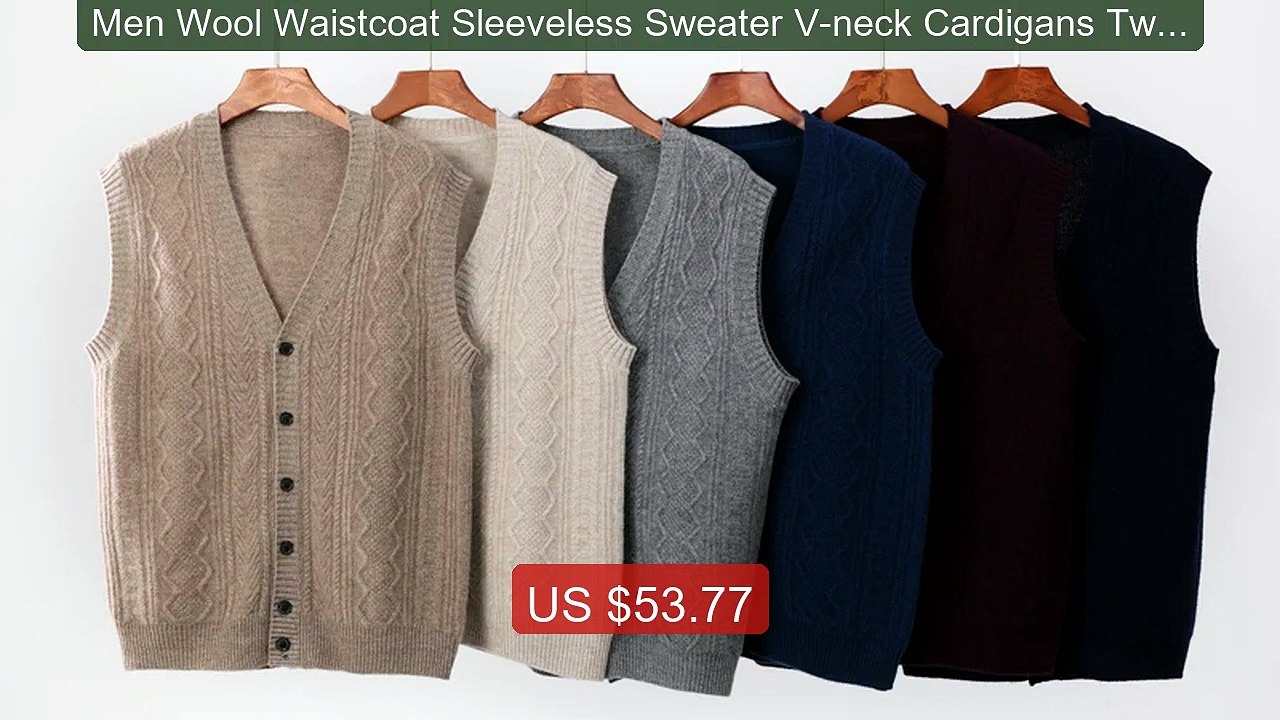 Men Wool Waistcoat Sleeveless Sweater V-neck Cardigans Twis... -- Top Pick 2026 | Unbeatable Price!