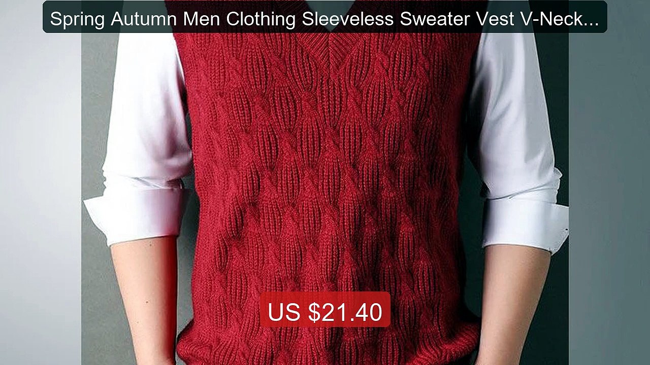 Spring Autumn Men Clothing Sleeveless Sweater Vest V-Neck Solid Scr... -- Top Rated 2026 | Buy Now!