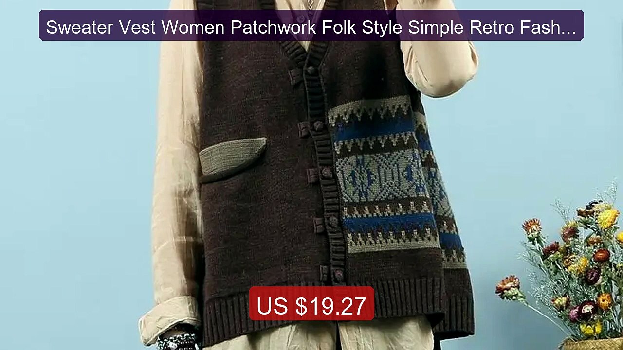 Sweater Vest Women Patchwork Folk Style Simple Retro Fashion L... -- Hot Deal 2026 | Limited Offer!