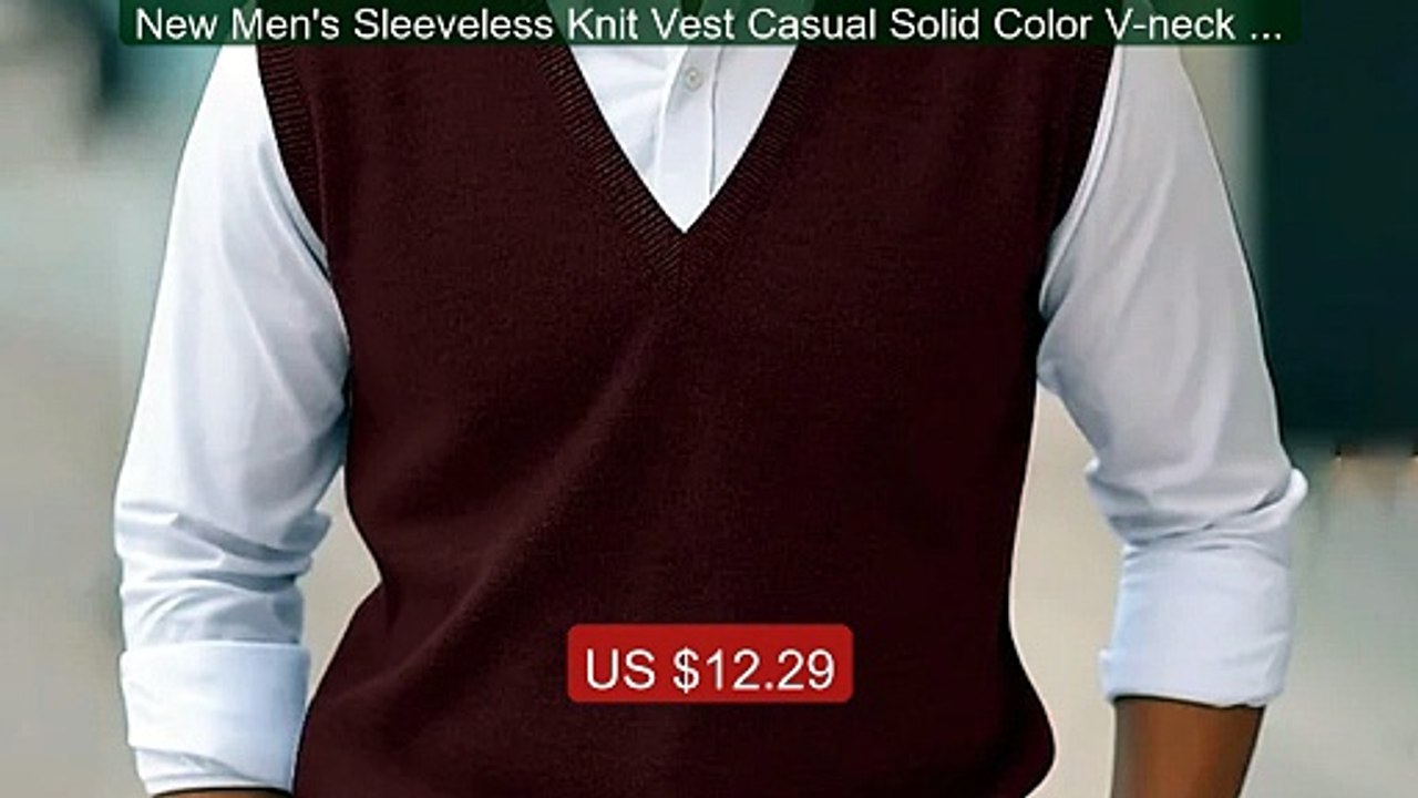 New Men's Sleeveless Knit Vest Casual Solid Color V-neck Pullover ... -- Best Deal 2026 | Shop Now!