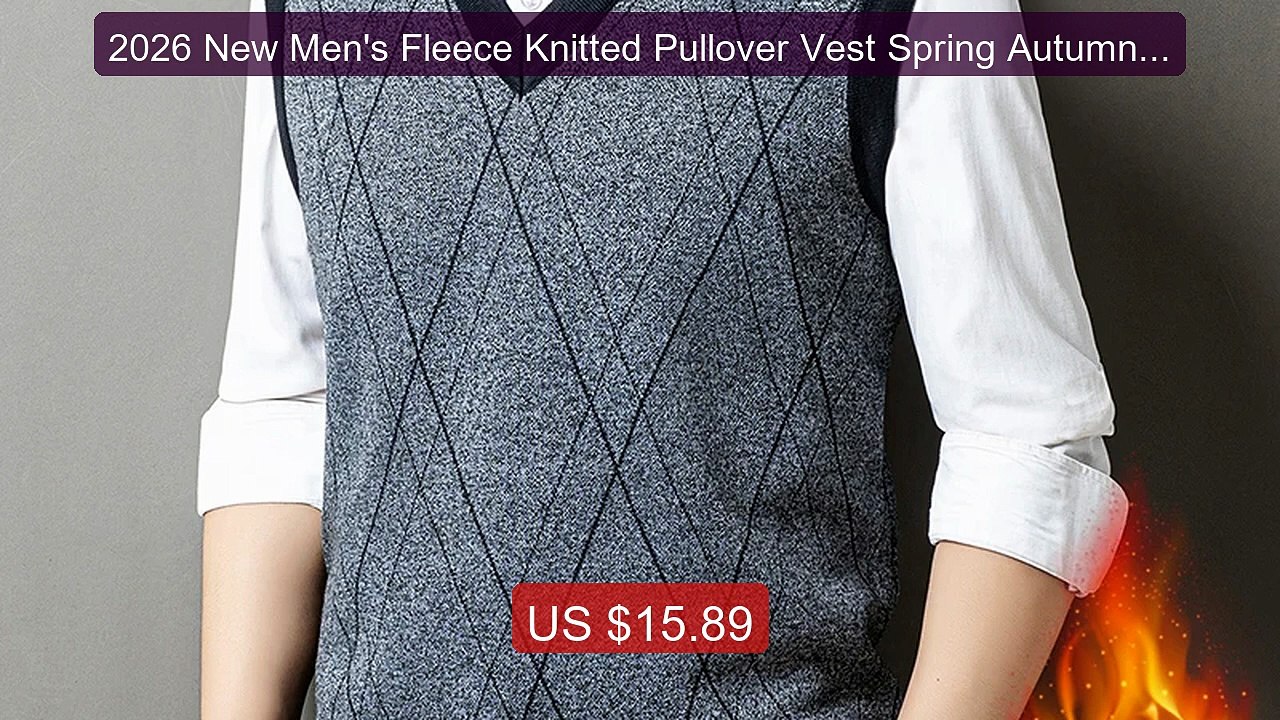 2026 New Men's Fleece Knitted Pullover Vest Spring Autumn Sleevele... -- Best Deal 2026 | Shop Now!