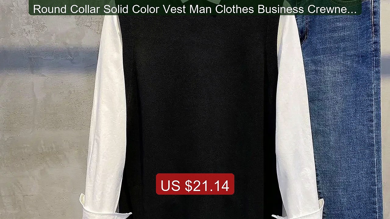 Round Collar Solid Color Vest Man Clothes Business Crewneck Waistc... -- Best Deal 2026 | Shop Now!