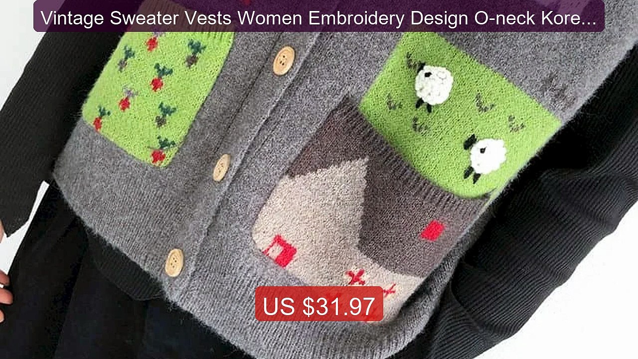 Vintage Sweater Vests Women Embroidery Design O-neck Korean Style C... -- Top Rated 2026 | Buy Now!