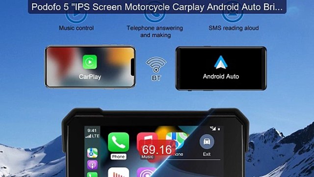 Podofo 5 ''IPS Screen Motorcycle Carplay Android Auto Brightn... Amazing Value 2026 | Must Have!