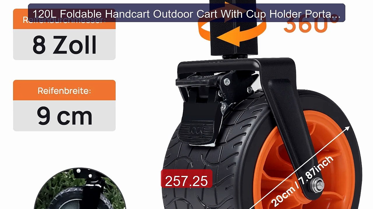 120L Foldable Handcart Outdoor Cart With Cup Holder Portable B... -- Best Buy 2026 | Great Quality!