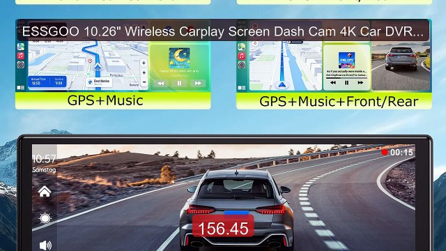ESSGOO 10.26 Wireless Carplay Screen Dash Cam 4K Car DVR Andr... Best Buy 2026 | Great Quality!