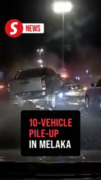 Motorcyclist, son seriously hurt in 10-vehicle crash on Melaka highway
