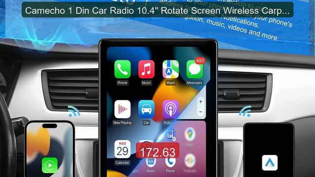 Camecho 1 Din Car Radio 10.4 Rotate Screen Wireless Carplay Andro... Best Deal 2026 | Shop Now!