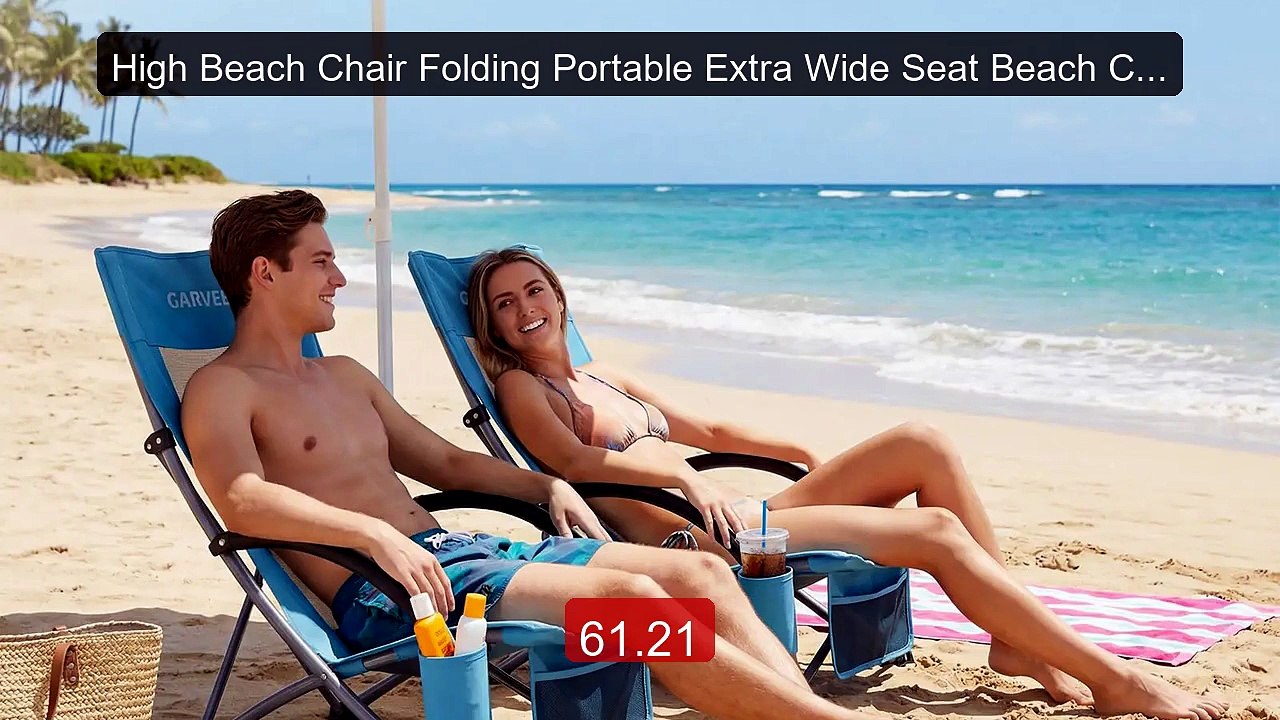 High Beach Chair Folding Portable Extra Wide Seat Beach Chairs wit... -- Best Deal 2026 | Shop Now!