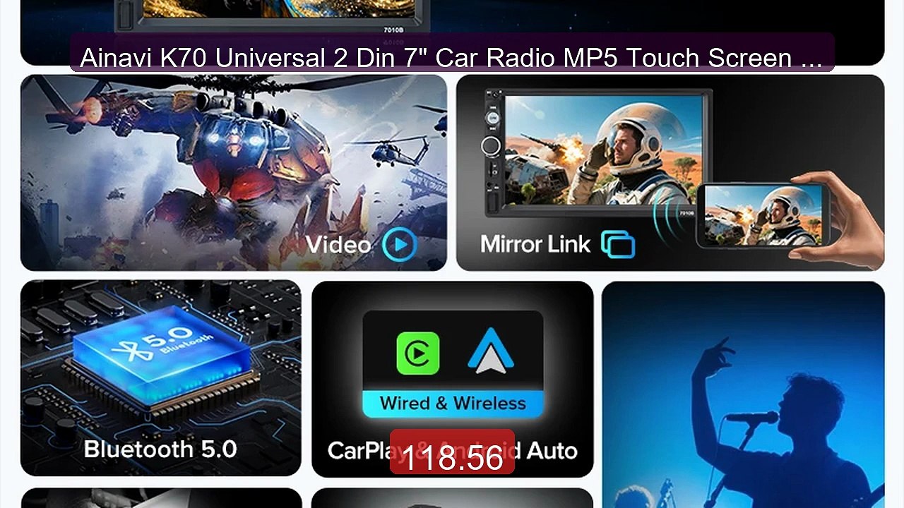 Ainavi K70 Universal 2 Din 7" Car Radio MP5 Touch Screen Wireless ... -- Best Deal 2026 | Shop Now!