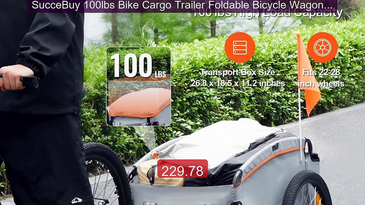 SucceBuy 100lbs Bike Cargo Trailer Foldable Bicycle Wagon Cart... -- Best Buy 2026 | Great Quality!