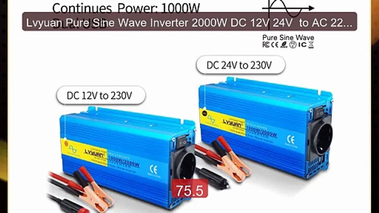 Lvyuan Pure Sine Wave Inverter 2000W DC 12V 24V  to AC 220V... -- Top Pick 2026 | Unbeatable Price!