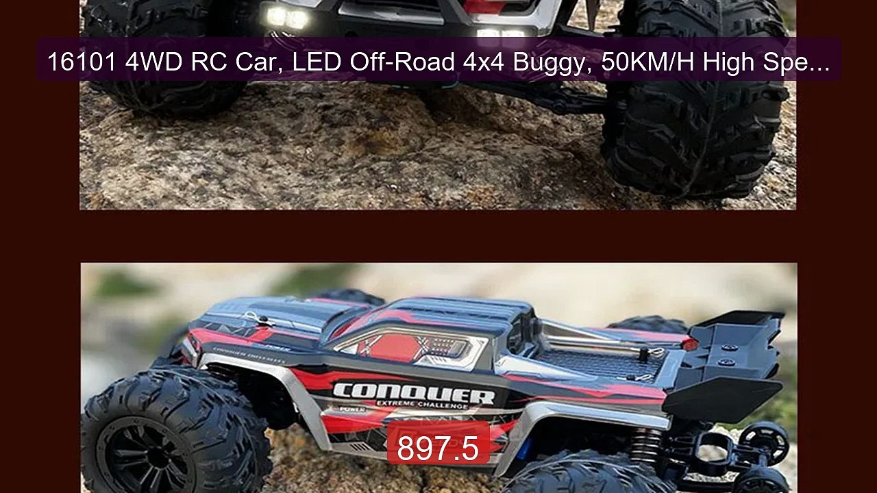 16101 4WD RC Car, LED Off-Road 4x4 Buggy, 50KM/...