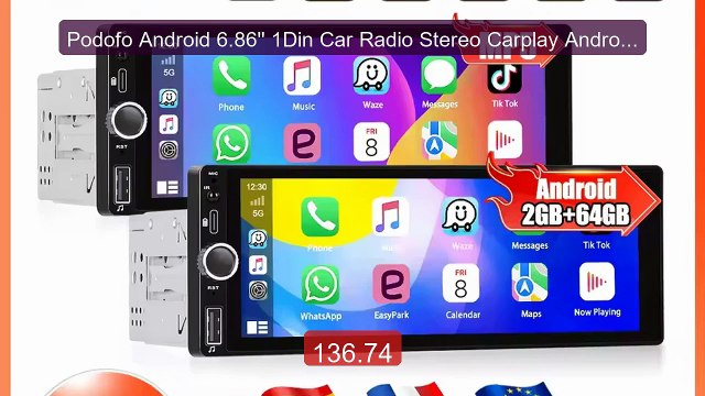 Podofo Android 6.86'' 1Din Car Radio Stereo Carplay Android A... Amazing Value 2026 | Must Have!