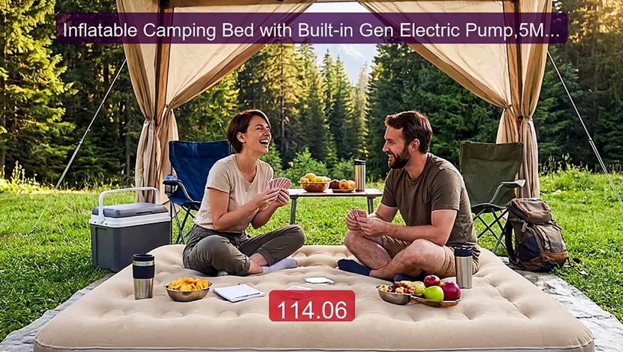 Inflatable Camping Bed with Built-in Gen Electric Pump,5Min Fa... -- Best Buy 2026 | Great Quality!