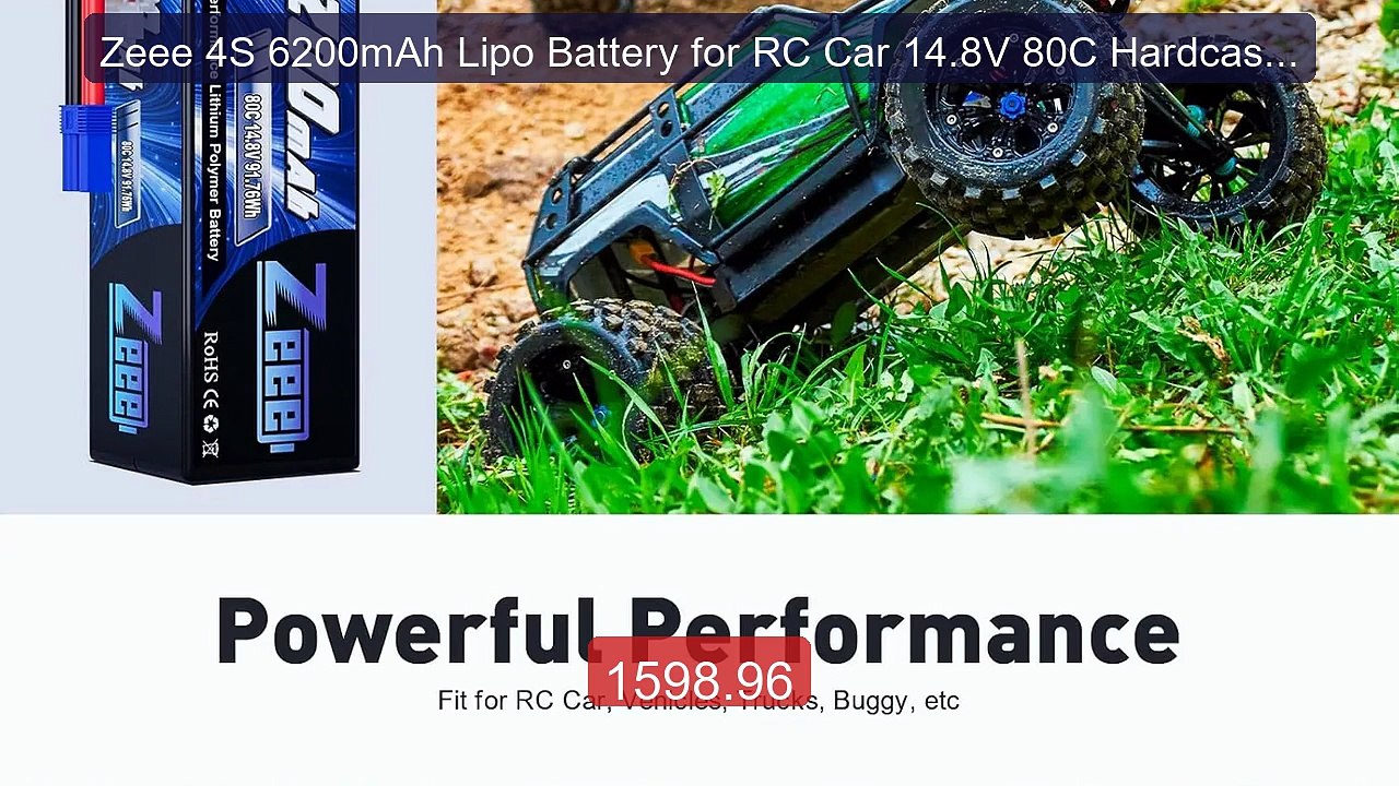 Zeee 4S 6200mAh Lipo Battery for RC Car 14.8V 80C Hardcase wi... -- Amazing Value 2026 | Must Have!