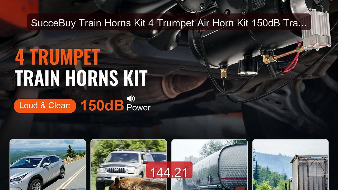 SucceBuy Train Horns Kit 4 Trumpet Air Horn Kit 150dB Train Horns 1... -- Top Rated 2026 | Buy Now!