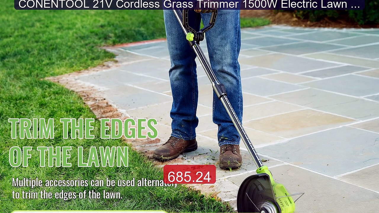CONENTOOL 21V Cordless Grass Trimmer 1500W Electric Lawn Tr... -- Top Pick 2026 | Unbeatable Price!