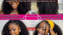 Upgrade 3 IN 1 Half Wig With Drawstring Seamless Clip Ins Flip... -- Hot Deal 2026 | Limited Offer!