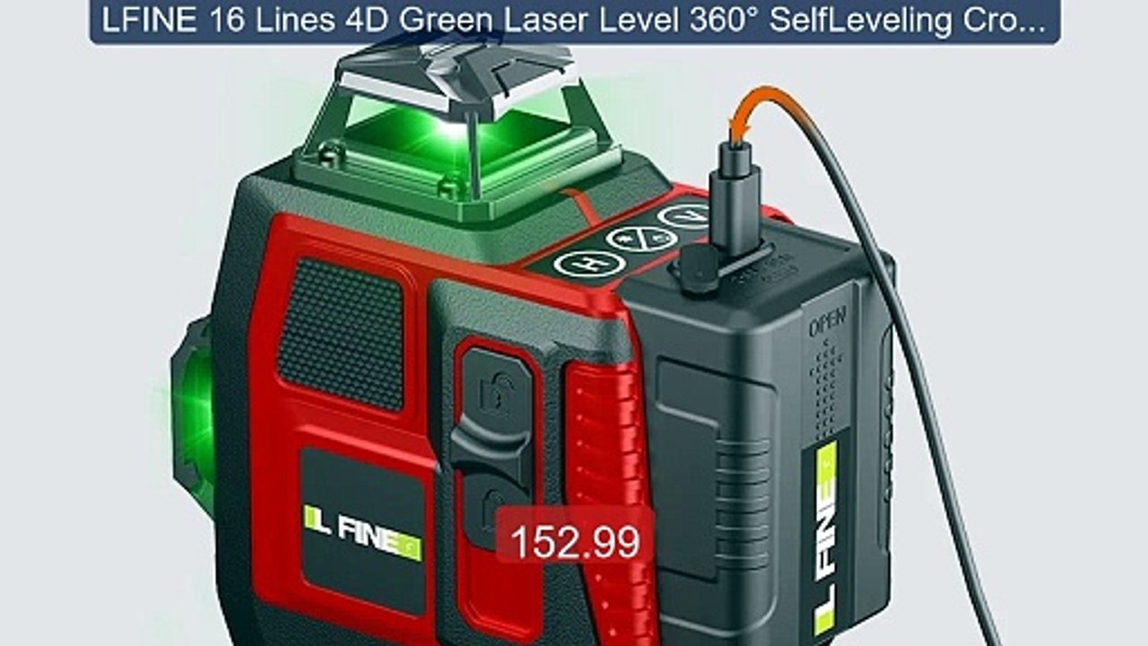 LFINE 16 Lines 4D Green Laser Level 360° SelfLeveling Cross L... -- Amazing Value 2026 | Must Have!