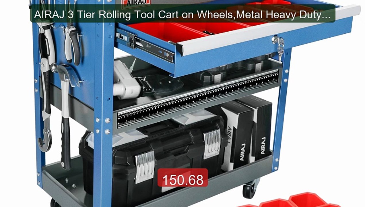AIRAJ 3 Tier Rolling Tool Cart on Wheels,Metal Heavy Duty Mec... -- Amazing Value 2026 | Must Have!