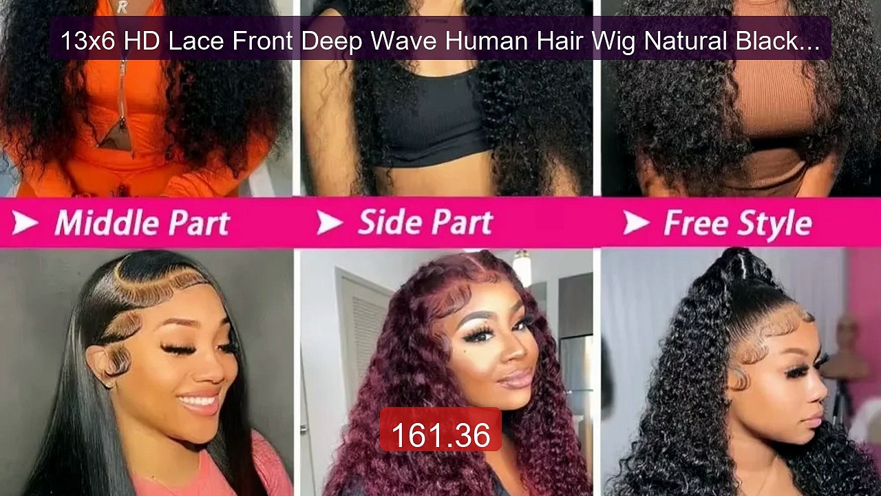 13x6 HD Lace Front Deep Wave Human Hair Wig Natural Black 200 ... -- Hot Deal 2026 | Limited Offer!