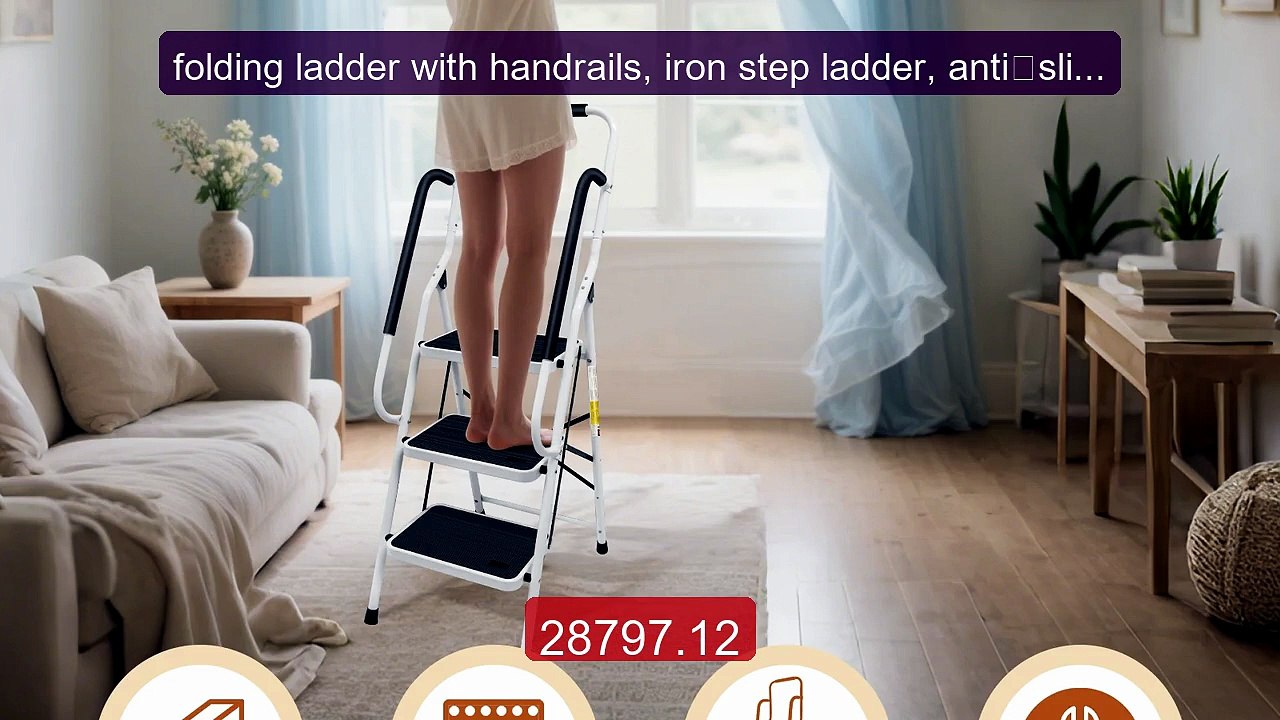 folding ladder with handrails, iron step ladder, anti‑slip lad... -- Best Buy 2026 | Great Quality!
