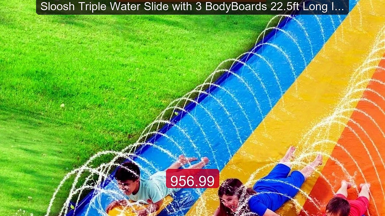 Sloosh Triple Water Slide with 3 BodyBoards 22.5ft Long Inflatable ... -- Top Rated 2026 | Buy Now!