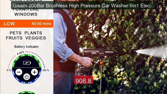 Gisam 200Bar Brushless High Pressure Car Washer 6in1 Electric ... Best Buy 2026 | Great Quality!