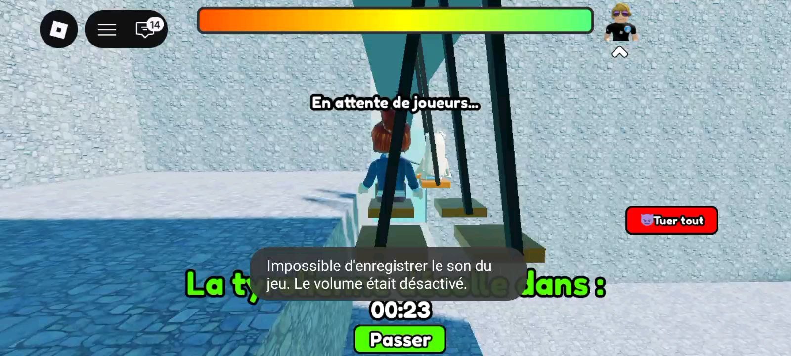 Après 30 minutes d'attente je fais la tyrolienne la plus grande au monde de roblox