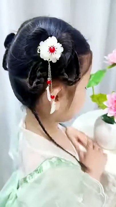 Cute Double Hair Bow Buns with Tassel Clips | Idée Coiffure Princesse Chinoise