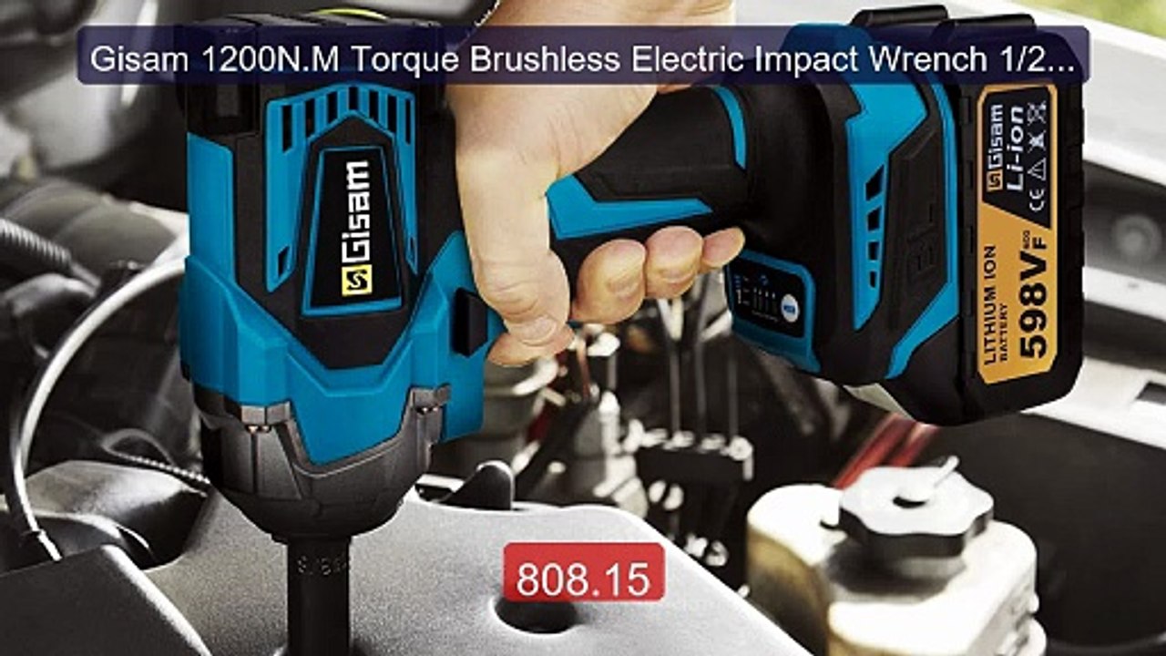 Gisam 1200N.M Torque Brushless Electric Impact Wrench 1/2 inch... -- Best Buy 2026 | Great Quality!