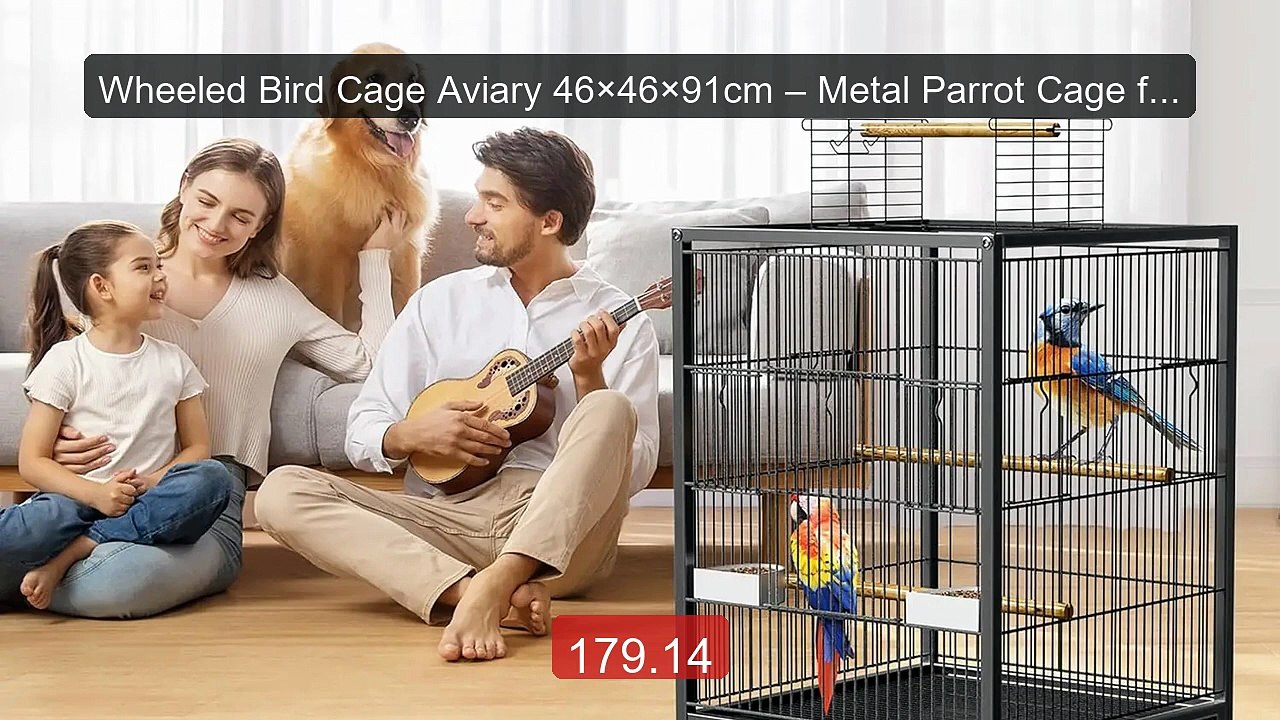 Wheeled Bird Cage Aviary 46×46×91cm – Metal Parrot Cage for... -- Top Pick 2026 | Unbeatable Price!