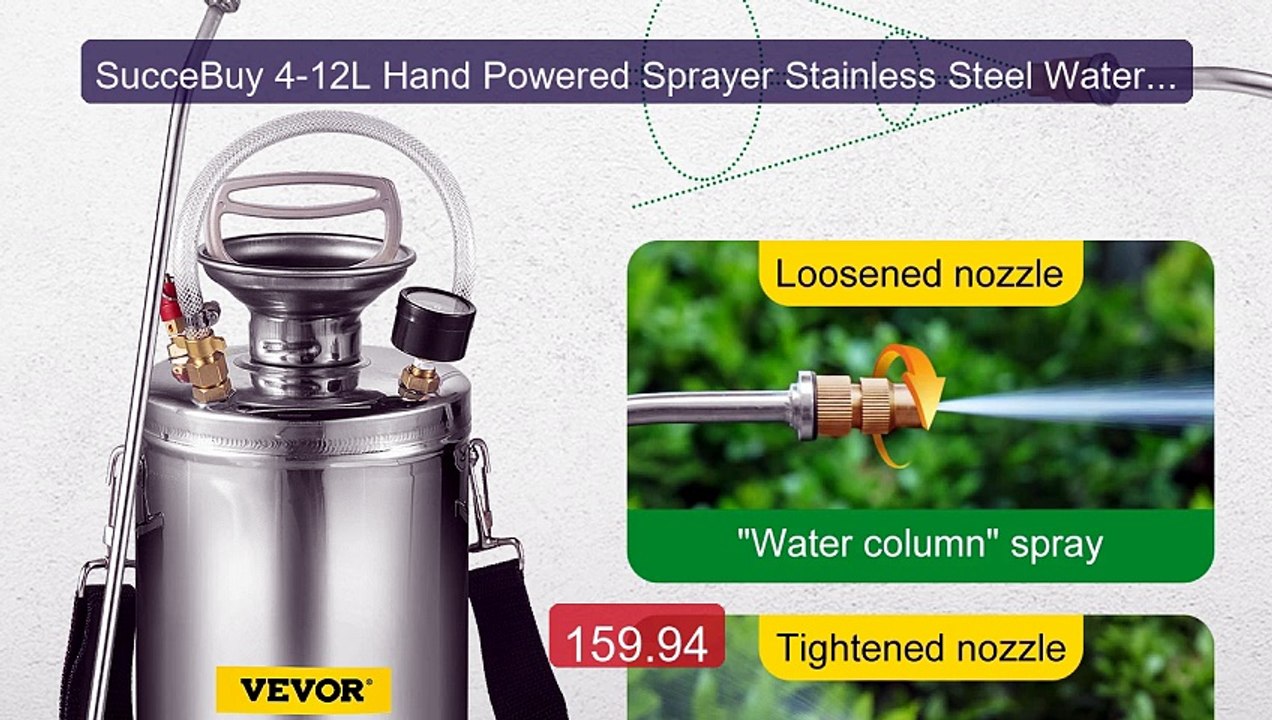 SucceBuy 4-12L Hand Powered Sprayer Stainless Steel Watering Spray... -- Best Deal 2026 | Shop Now!