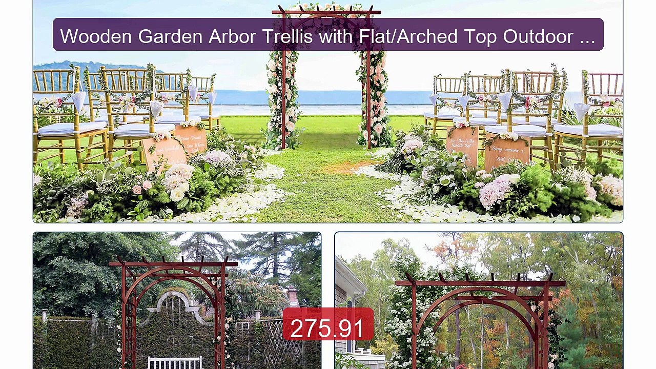 Wooden Garden Arbor Trellis with Flat/Arched Top Outdoor Walk... -- Amazing Value 2026 | Must Have!