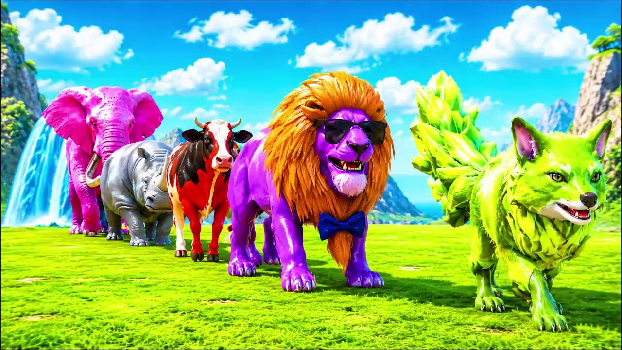 Long Slide Game With Cow Elephant Gorilla Hippopotamus Tiger 3d Animal Game Funny 3d Animals thumnail