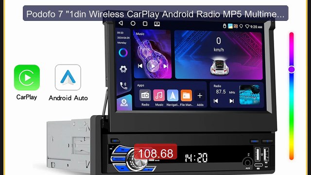 Podofo 7 1din Wireless CarPlay Android Radio MP5 Multimedia P... Hot Deal 2026 | Limited Offer!