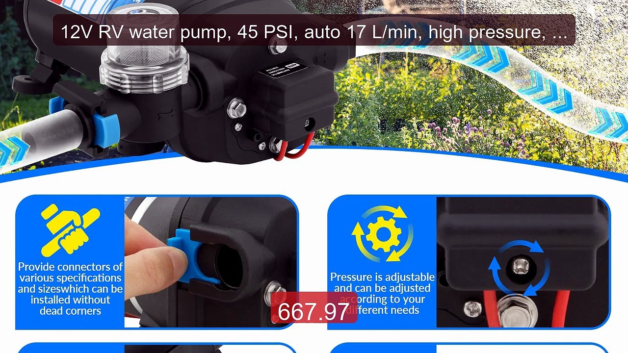 12V RV water pump, 45 PSI, auto 17 L/min, high pressure, for garden... -- Top Rated 2026 | Buy Now!