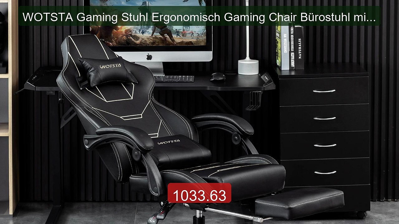 WOTSTA Gaming Stuhl Ergonomisch Gaming Chair Bürostuhl mit Fuß... -- Best Buy 2026 | Great Quality!