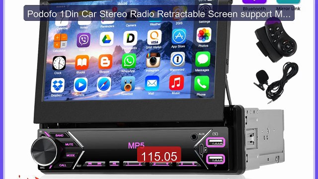Podofo 1Din Car Stereo Radio Retractable Screen support Mir... Top Pick 2026 | Unbeatable Price!