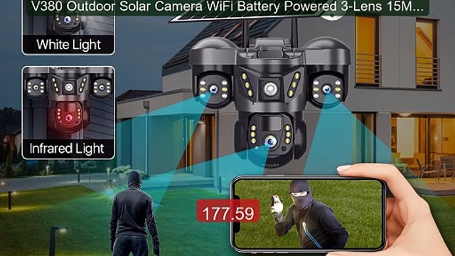 V380 Outdoor Solar Camera WiFi Battery Powered 3-Lens 15MP HD Colo... Best Deal 2026 | Shop Now!