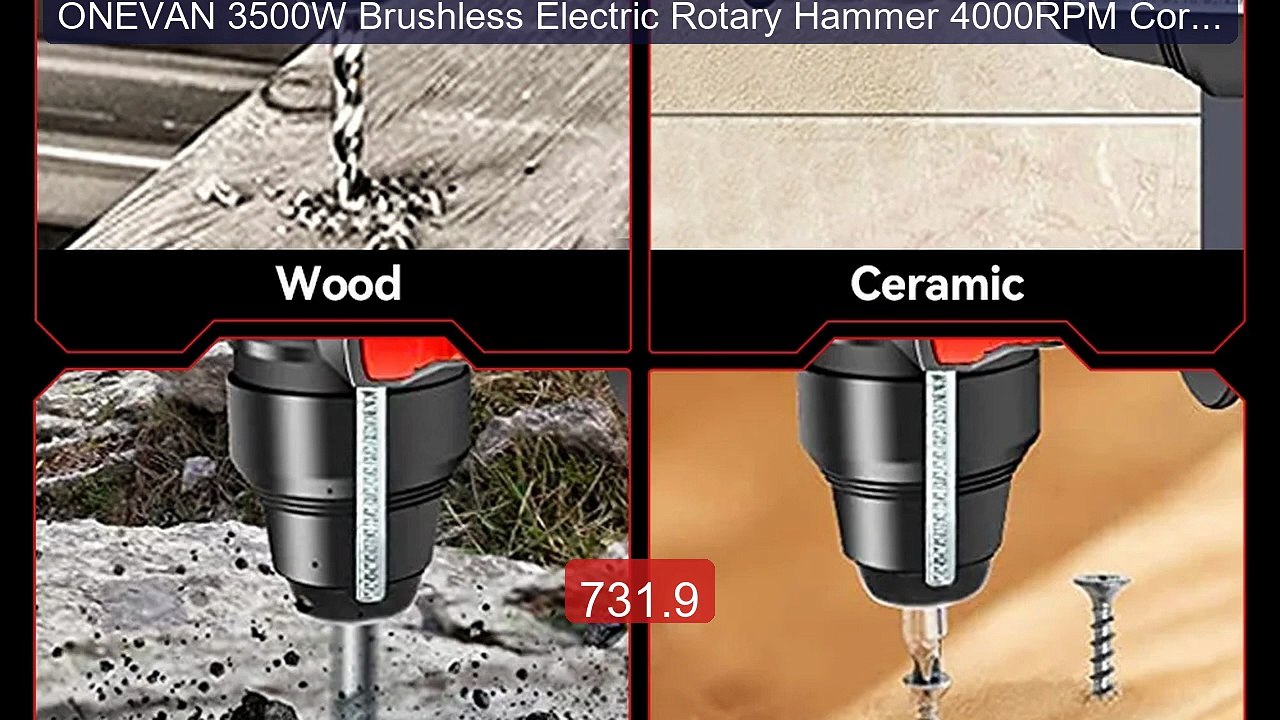 ONEVAN 3500W Brushless Electric Rotary Hammer 4000RPM Cordless Port... -- Top Rated 2026 | Buy Now!