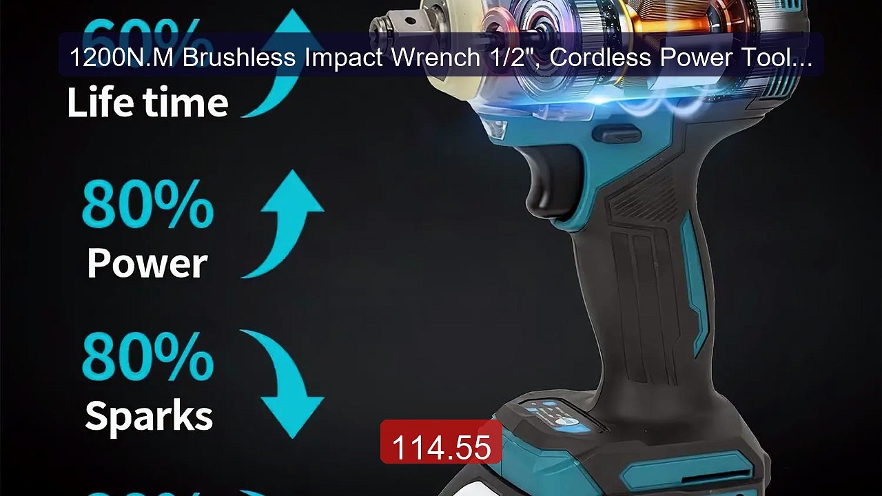 1200N.M Brushless Impact Wrench 1/2", Cordless Power Tool K... -- Top Pick 2026 | Unbeatable Price!