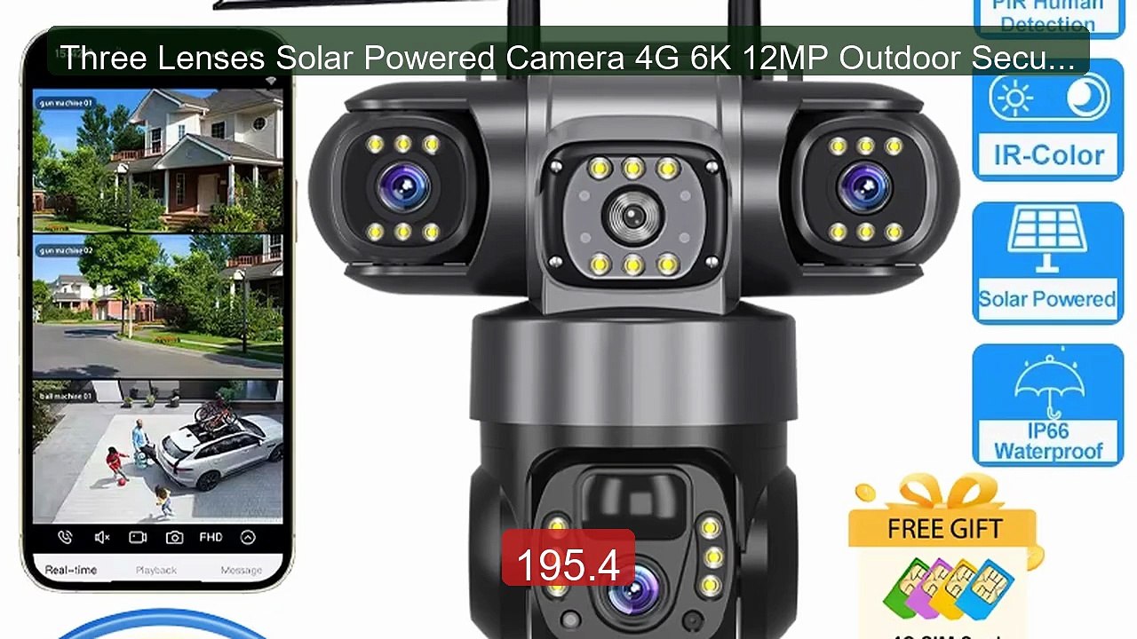 Three Lenses Solar Powered Camera 4G 6K 12MP Outdoor Security... -- Amazing Value 2026 | Must Have!