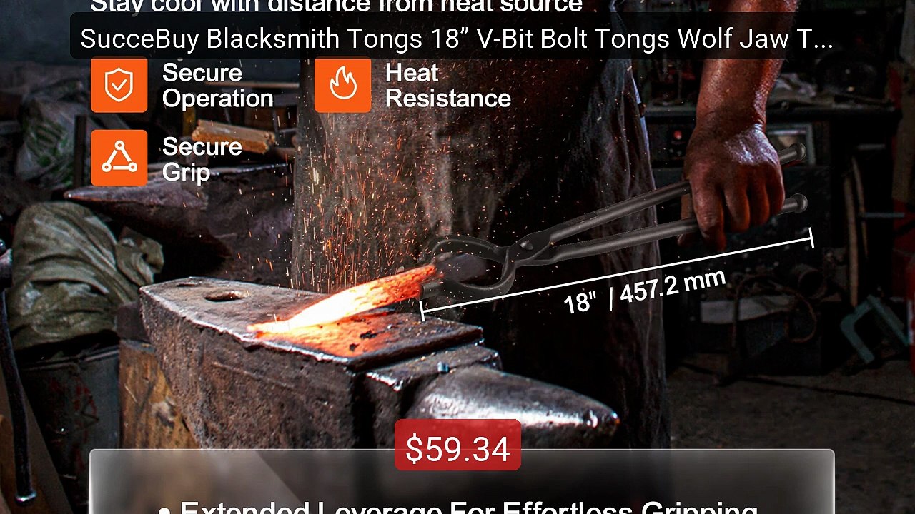 SucceBuy Blacksmith Tongs 18” V-Bit Bolt Tongs Wolf Jaw Tongs ... -- Hot Deal 2026 | Limited Offer!